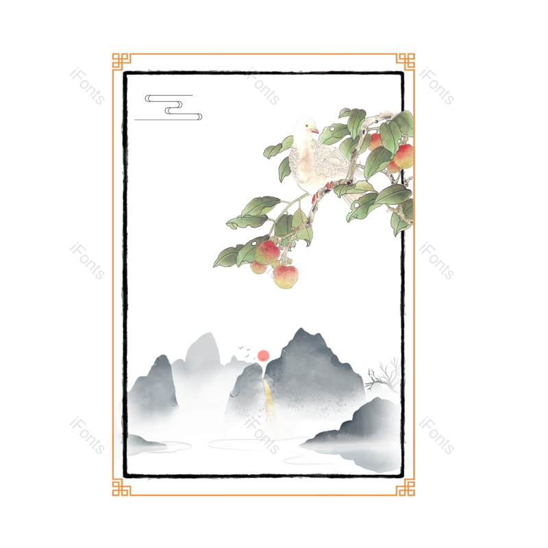 边框图片,水墨元素,中国风PNG,鸽子免抠素材